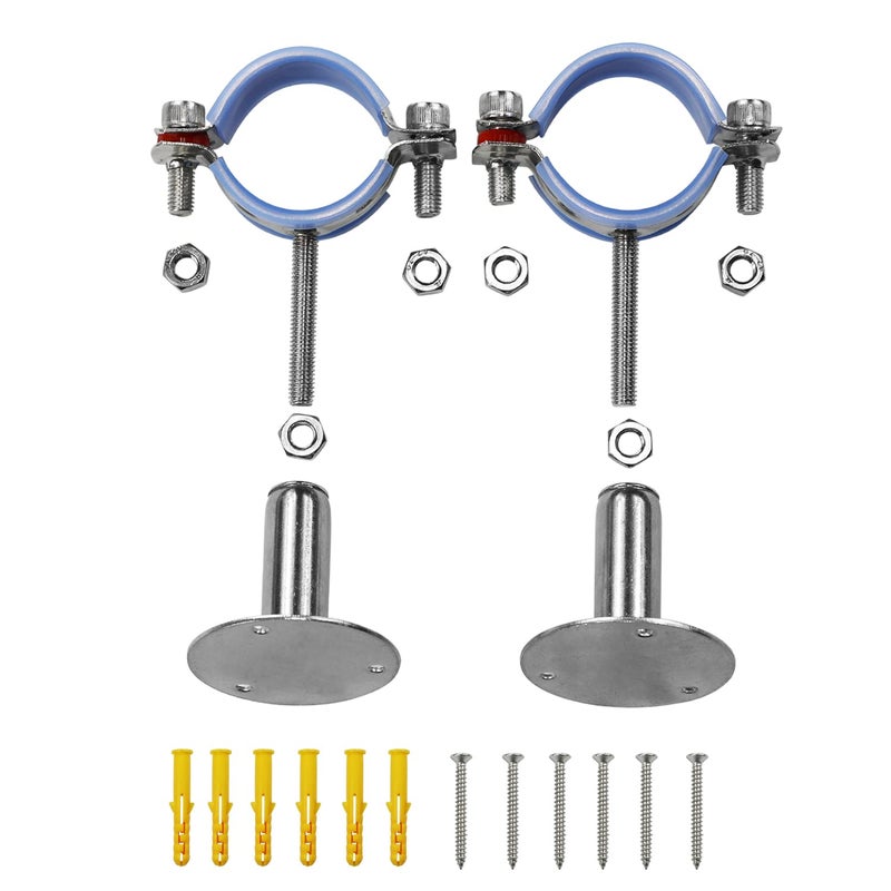 AKIHISA 2 Pcs 304 Stainless Steel Pipe Supports, Wall Mount Ceiling Mount Pipe Hanger, Pipe Holder for OD Pipe 48-51MM Adjustable Height Range 50-100mm - Image 4